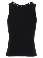 Versace Black Cotton Sleeveles T-Shirt