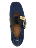 Ganni Blue Organic Cotton Ballet Flats