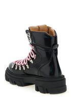 Ganni Black Polyester Lace-Up Boots