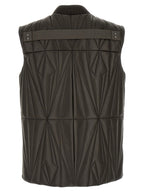 Rick Owens Brown Lamb Leather Sleeveless Jacket