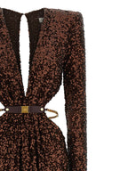 Elisabetta Franchi Brown Polyester Long Dress