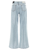 7 For All Mankind Blue Cotton Flared Jeans