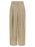 Beige Linen Casual Pants
