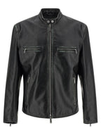 Dsquared² Black Leather Leather Jacket