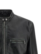 Dsquared² Black Leather Leather Jacket