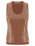 Twinset Brown Cotton Sleeveles T-Shirt