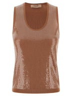 Twinset Brown Cotton Sleeveles T-Shirt