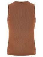 Twinset Brown Cotton Sleeveles T-Shirt