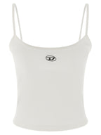 Diesel White Cotton Tank Tops