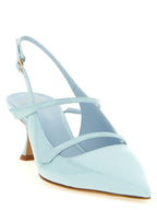 Alexandre Birman Blue Cowhide Mid Heel Pumps