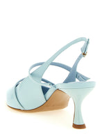 Alexandre Birman Blue Cowhide Mid Heel Pumps