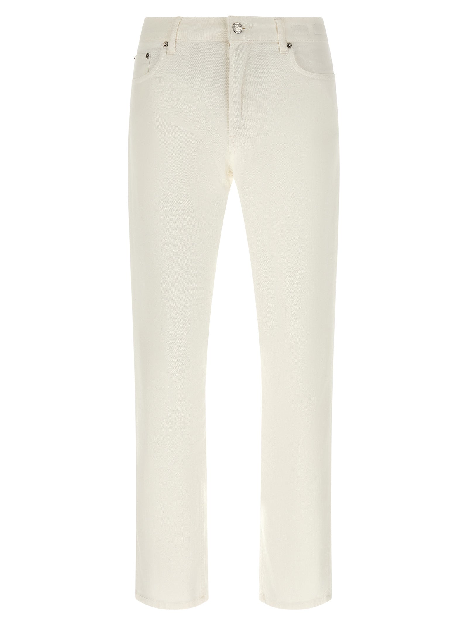 White Cotton Straight-Leg Jeans