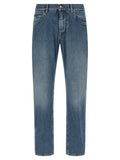 Blue Cotton Straight-Leg Jeans