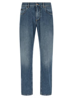 Blue Cotton Straight-Leg Jeans