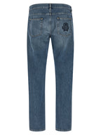 Blue Cotton Straight-Leg Jeans