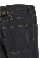 Thom Browne Blue Cotton High-Waisted Jean