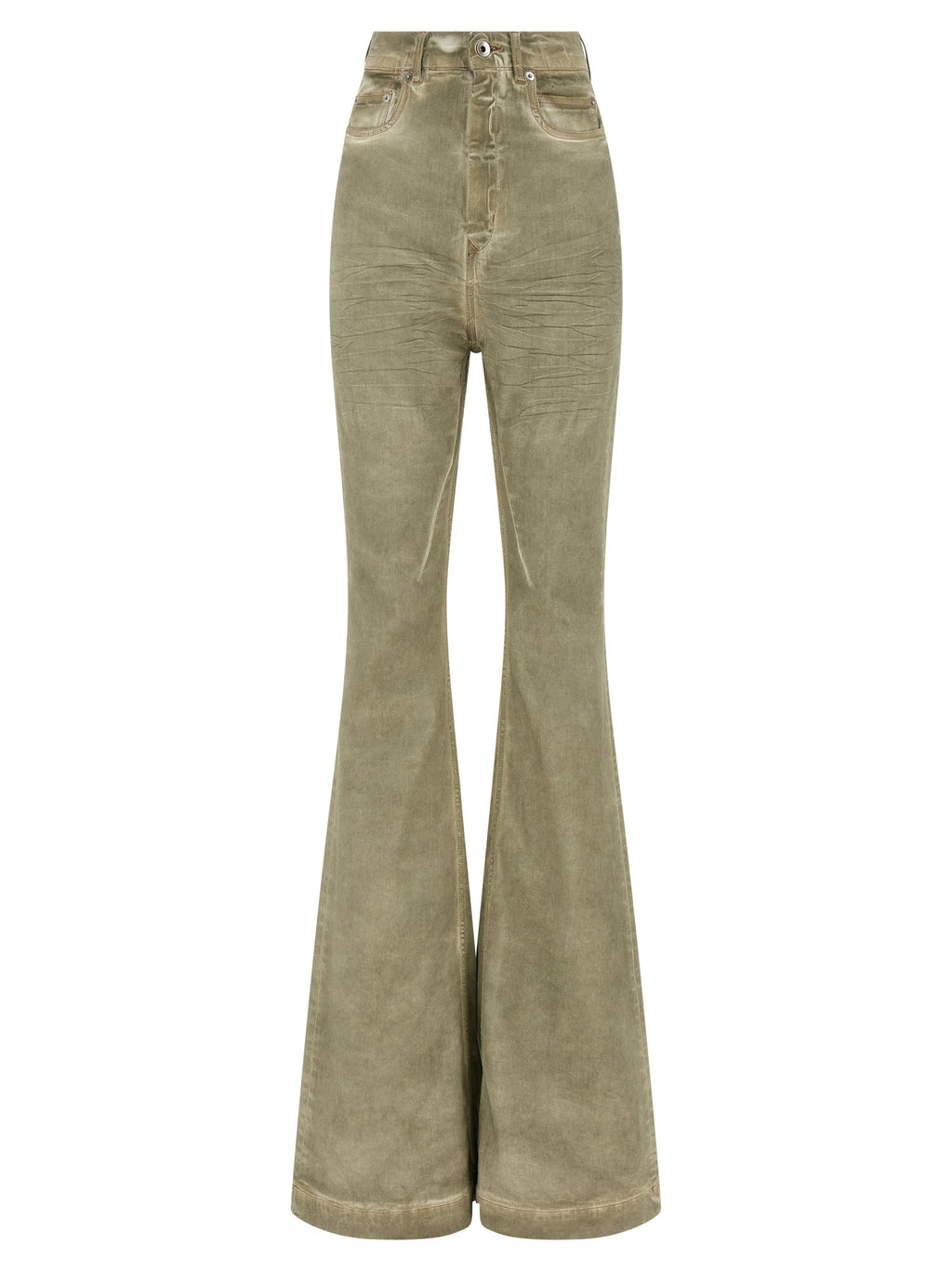 Beigefarbene Bootcut-Jeans aus Baumwolle
