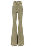 Beigefarbene Bootcut-Jeans aus Baumwolle