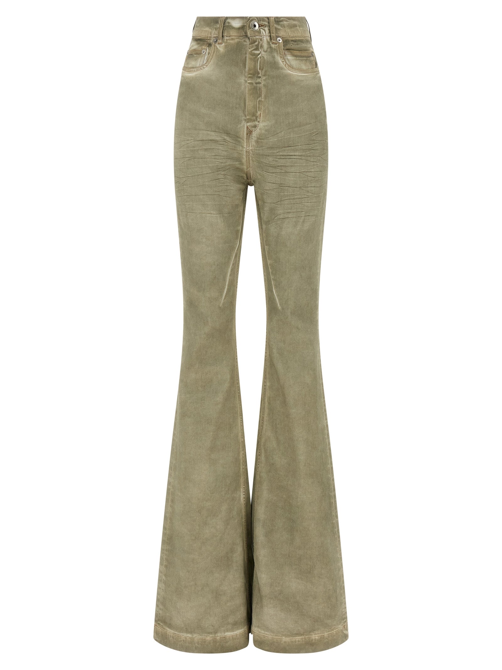 Beigefarbene Bootcut-Jeans aus Baumwolle