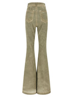 Beigefarbene Bootcut-Jeans aus Baumwolle