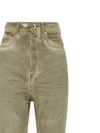 Beigefarbene Bootcut-Jeans aus Baumwolle