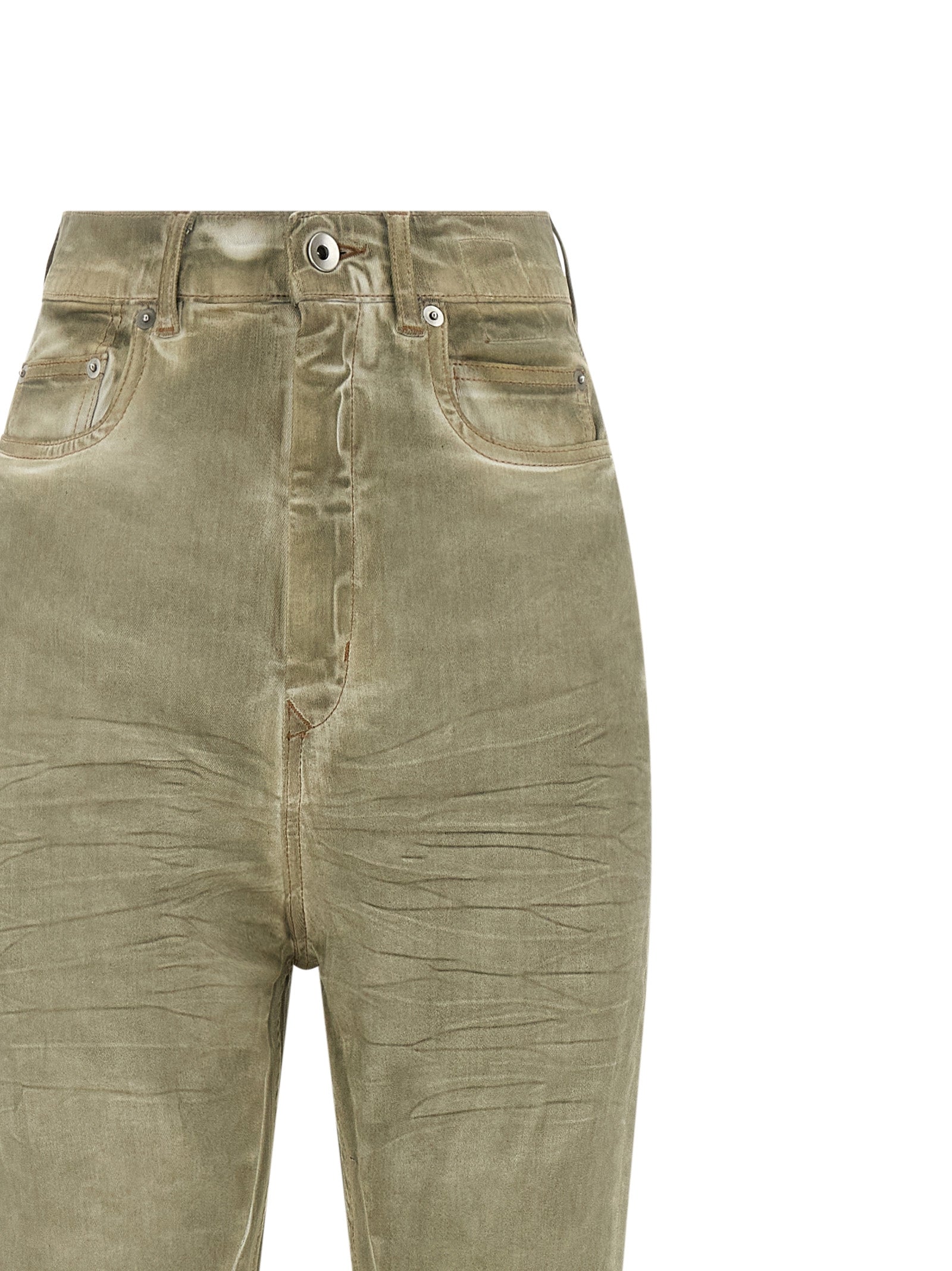 Beigefarbene Bootcut-Jeans aus Baumwolle