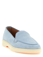 Santoni Blue Calfskin Slip-On Loafers