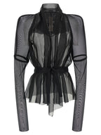 Rick Owens Black Silk Full-Length Jacket