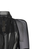 Rick Owens Black Silk Full-Length Jacket
