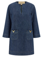 Valentino Garavani Blue Cotton Short Dress