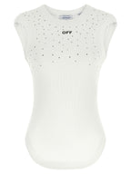 Off-White White Viscose Sleeveles T-Shirt