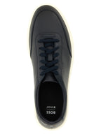 Hugo Boss Blue Cowhide Low Top Sneakers