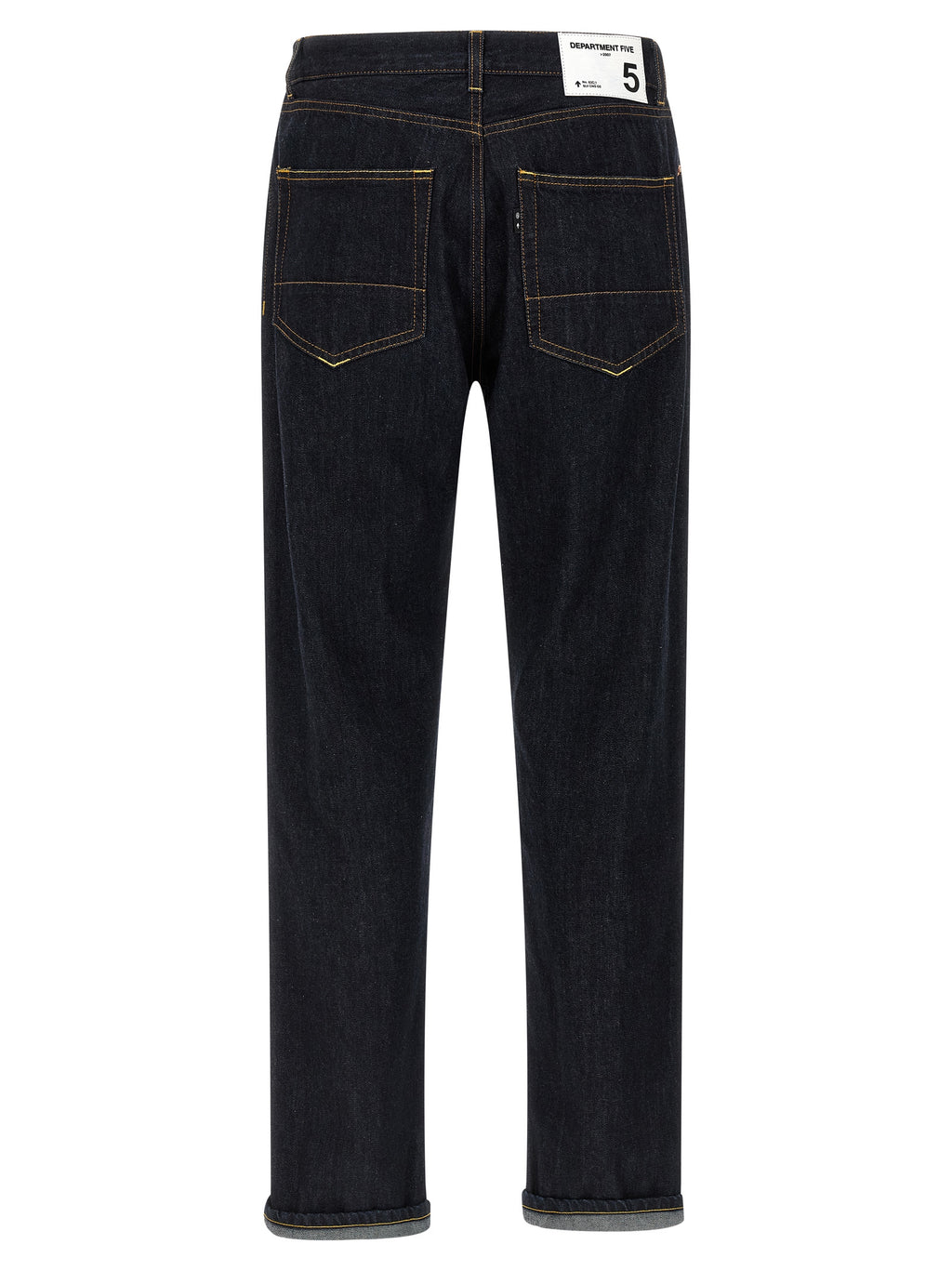 Blue Cotton Straight-Leg Jeans