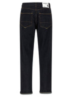 Blue Cotton Straight-Leg Jeans