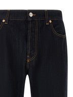Blue Cotton Straight-Leg Jeans