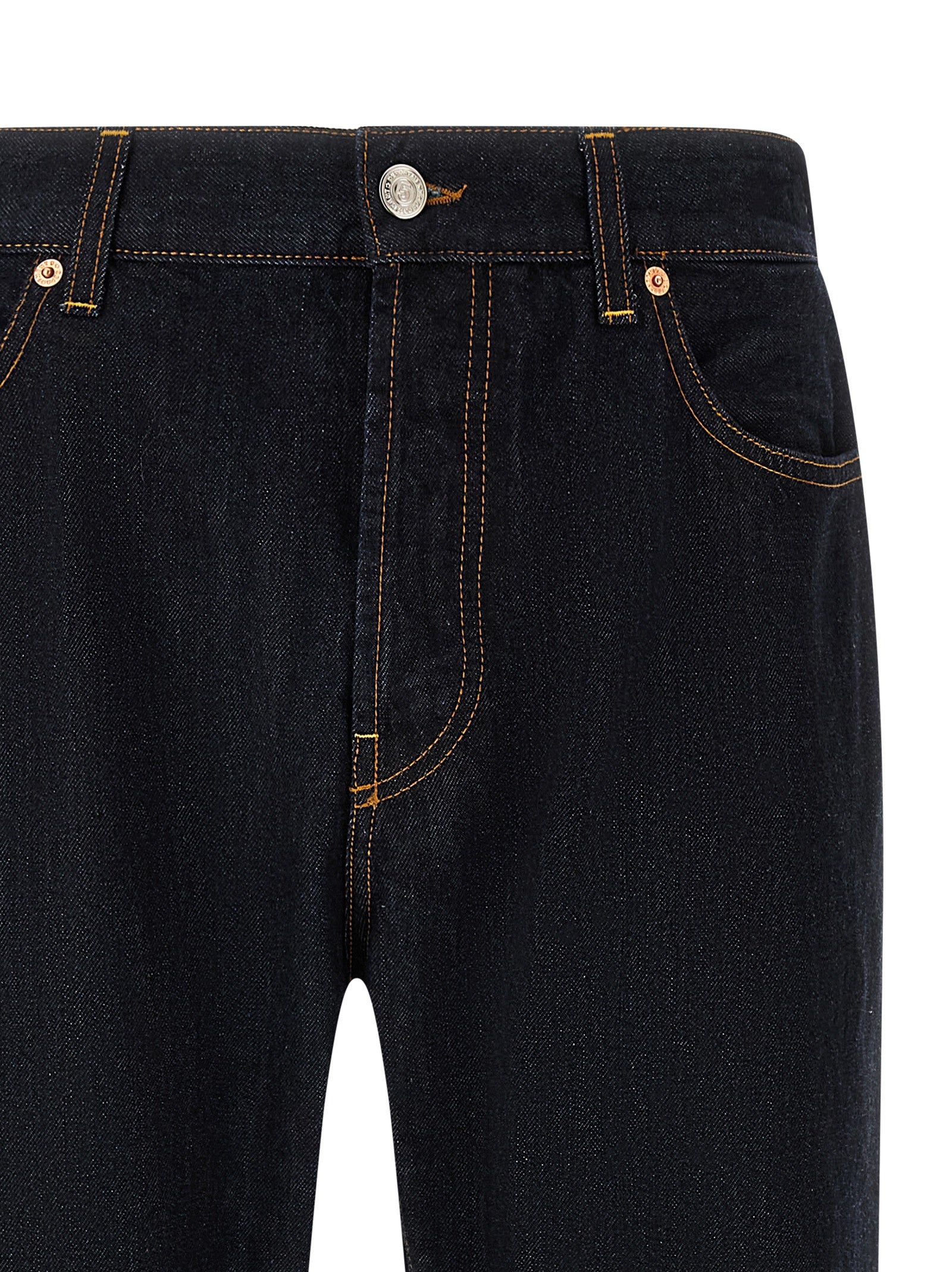 Blue Cotton Straight-Leg Jeans