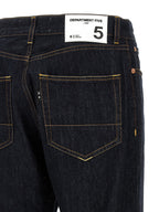 Blue Cotton Straight-Leg Jeans