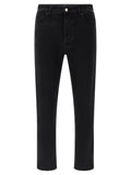 Black Cotton Cropped Jeans
