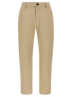 Beige Cotton Cropped Pants