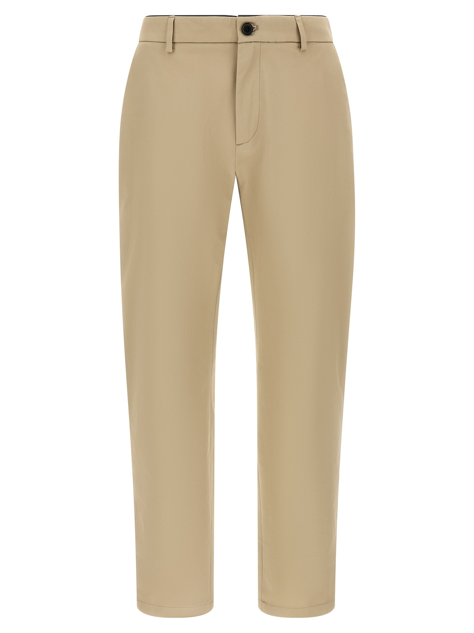 Beige Cotton Cropped Pants