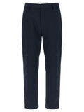 Blue Cotton Casual Pants