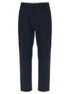 Blue Cotton Casual Pants