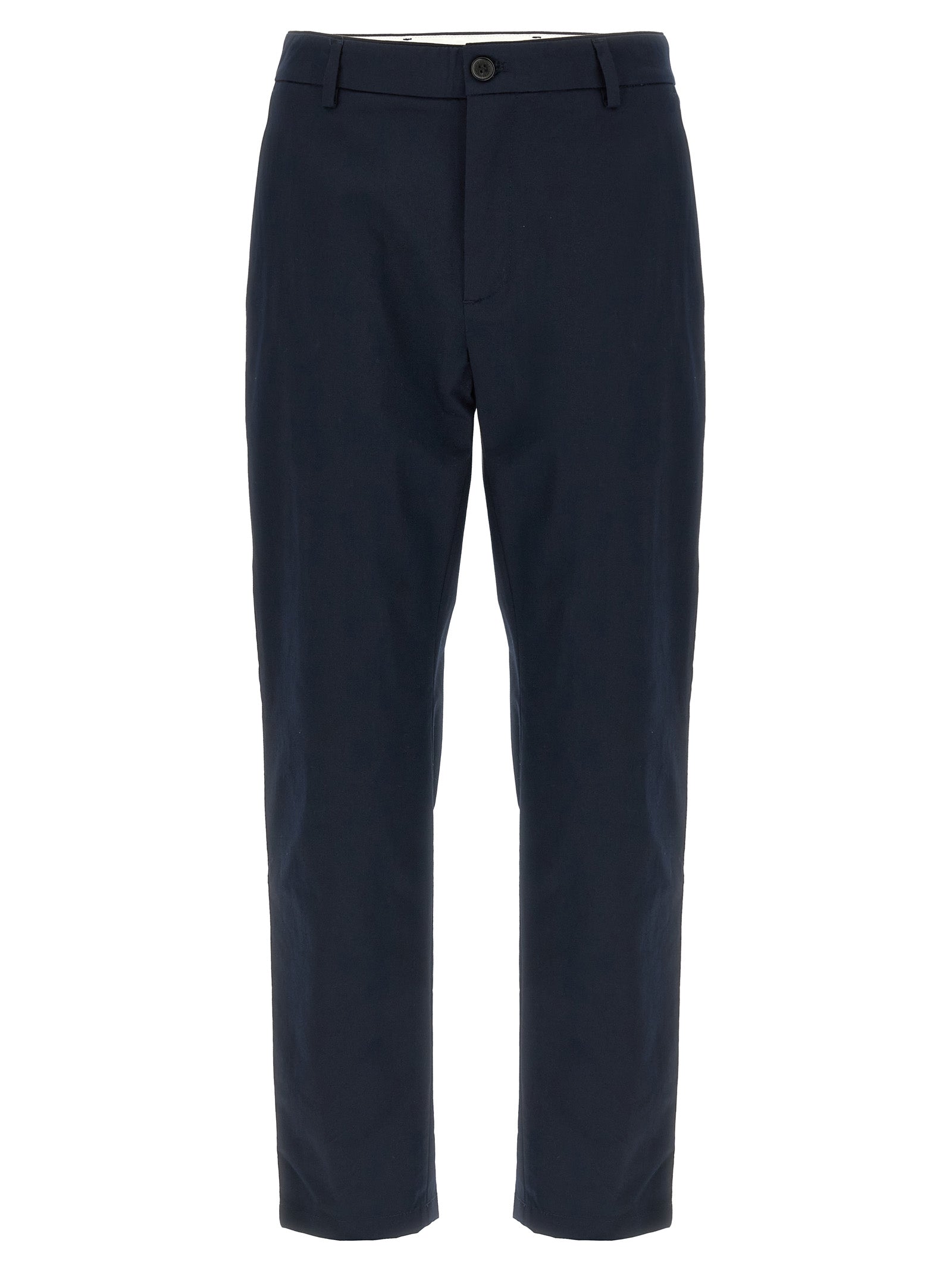 Blue Cotton Casual Pants