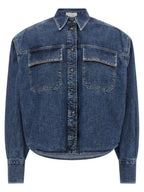 Brunello Cucinelli Blue Cotton Blouse