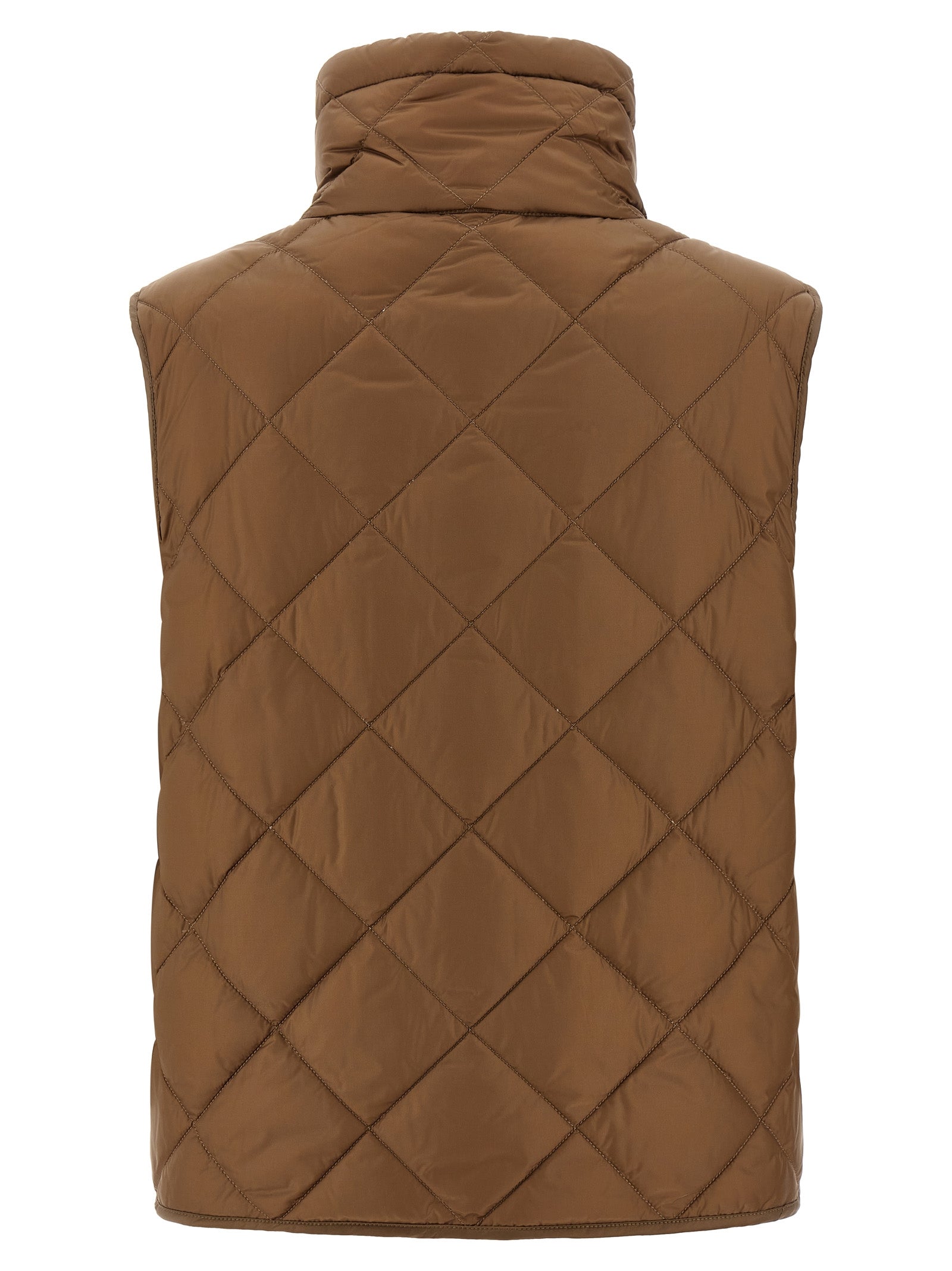 Brown Polyamide Sleeveless Jacket