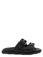 Moschino Black Calfskin Slides