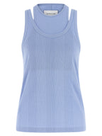 Armarium Blue Cotton Sleeveles T-Shirt