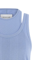 Armarium Blue Cotton Sleeveles T-Shirt