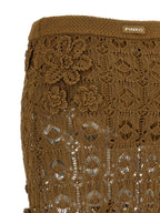 PINKO Brown Cotton Midi Skirt