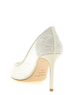 Jimmy Choo White Tencel High Heel Pumps